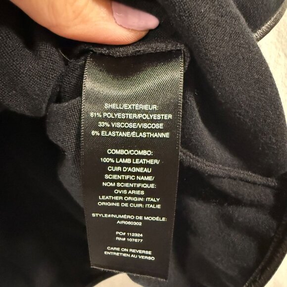 Alice + Olivia Air‎ Black Lamb Leather Trimmed Blouse Size M - Picture 6 of 12
